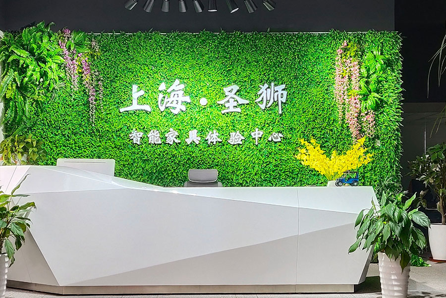 上海圣狮办公家具展厅，开放式办公桌，上海办公桌椅厂家